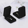 Elegant black velvet jewelry gift box with necklace insert for premium necklace display - Large Pendant Box / Black
