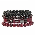Set de bracelets multicouches en œil de tigre et pierre de lave avec cuir tressé - Ensemble 4 Pièces Flèche