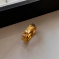 Minimalistischer 18k vergoldeter offener Ring mit Hammerschlag-Textur im Vintage-Stil - 18K Echt Vergoldet (Gold) / Gold
