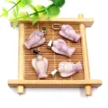 Five-piece set of purple natural stone angel pendants with silver metal clasps - Phosphosiderite