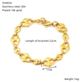 Detail of 22cm 18k gold plated stainless steel geometric hollow link chain bracelet - Geometric Hollow Link Style (SH682G)