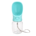 Portable pet water bottle for dogs and cats in mint green color with carry strap - 350ml-No Metal / Blue