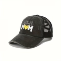 Cappello softball mom nero slavato con rete traspirante e foro per coda di cavallo - Taglia unica / Nero
