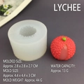 Detailed view of litchi silicone mold with finished resin fruit showing 2.8cm dimensions - Lychee Mold