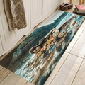 Absorberende flanellen vloermat met tropisch strandontwerp op lichte houten vloer - 40x60cm / Strand Vrouw Kunst