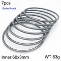 Set of 7 industrial boiled black 3mm stainless steel bangles for minimalist stacking - 60mm-Set of 7 (KB209832-GC)