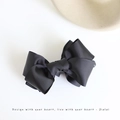 Elegant black satin bow banana clip hair accessory with textured ribbon design - Black Double Layer Bow Ponytail Clip