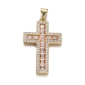 Golden cross necklace pendant with champagne square zircon and clear micro-inlaid gems - Gold Frame with Champagne Square Zirconia