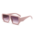 Modern oversized square sunglasses with pink translucent frame and purple gradient lenses - C3 Pink Frame Double Gray Lens