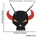 Bavaglino per animali a forma di teschio diavolo con corna rosse e dettagli sulle misure - Taglia unica / Stile Corno di Diavolo