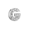 Silver 10mm G-letter keeper charm with crystal inlay for DIY stainless steel bracelets - Letter G / 10mm Full Drill Letter / Silver