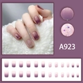 Lila Farbverlauf und Rosa Glitzer Kunstnägel Set mit 24 kurzen quadratischen Nagelspitzen - Kleber-Typ / Lila Farbverlauf Feiner Glanz (A923)
