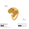Detail view of 18K gold plated stainless steel geometric ring with size specifications - Geometric Faceted Open Style (NB-R24312)