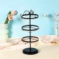 Rotatable black metal earring organizer rack with three tiers for jewelry storage - 3 Layers Black 130 Holes