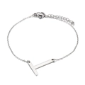 Bracciale regolabile in acciaio inossidabile con ciondolo a lettera T lucido - Stile Lettera T (KB116105-K)
