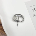 Minimalist silver metal hair hook featuring a sleek curved design and a single white pearl - 44# Silver Pearl Hook