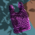 Textured purple magic bubble tote bag with pleated fabric on creative background - Deep purple