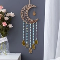 Handmade moon dreamcatcher with tree of life crystal design and agate slices hanging - Golden Carrier Tree