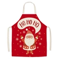 Red Christmas Santa fabric apron with snowflake patterns and beige neck strap for baking - Christmas 2 (Adult)