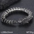 Bracciale retro in acciaio inox a scaglie di drago con chiusura a drago 200x13mm - Stile Drago (KB170307-MZOZ)