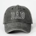 Berretto da baseball in cotone grigio scuro lavato regolabile con ricamo DAD bianco - Nero