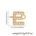 18k gold plated letter E pendant with clear zircon, showing size 0.75x0.94cm - Letter E