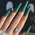 Extra long matte dark green coffin press-on nails with sleek minimalist finish - Ink Green (Glue Style)