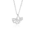 Elegante Halskette aus S925 Silber mit Ginkgoblatt-Anhänger und weißen Zirkonia-Steinen - 925er Silber / Weißgold