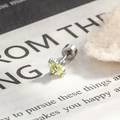 Silver clover stud earring with light green zircon stones and screw back closure - Fruit Green Small Flower (A704-4#)