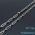 Silberne Edelstahl-Büroklammer-Halskette mit Karabinerverschluss Größe 600x4mm - 60CM / Silber
