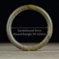 Brazalete de sándalo verde hecho a mano de 8mm de ancho con grano de madera natural - 62mm / Barra Redonda / 8mm / Sándalo verde con dibujos