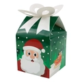 Caja de regalo de Navidad verde con diseño de Papá Noel y cierre de lazo blanco - Papá Noel