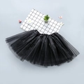Kids black elastic tutu skirt with glitter detail for parties and dance performances - Black Plain Mesh Tutu Skirt