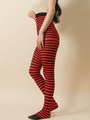 Collants à rayures rouges et noires à taille haute pour Halloween et Noël - Collant à fines rayures rouge noir