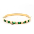 Bracciale in acciaio inossidabile placcato oro 18k con gemma verde e madreperla bianca - Diametro Interno 6.4cm Larghezza 0.54cm / Oro con Pietra Verde (G3599)
