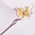 Floral butterfly hair pin with yellow white enamel wings and sparkling crystal details - Gold Yellow White Enamel Butterfly Rhinestone (FZ033)