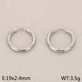 Polished silver stainless steel huggie earrings in classic 19mm round hoop design - Thickened Hoop Style (KE113999-KFC)
