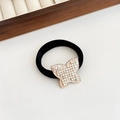 Elastic black hair tie with a gold butterfly pendant featuring colorful rhinestones - 01# Rhinestone Butterfly-Gold