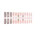 Handmade leopard print press-on nails set with 3D accents and rhinestone embellishments - 24Pcs Strip Pack (A2-13689)