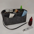 Organisateur en feutre gris foncé avec poches multiples et poignées pour sac de voyage - Style à Fermeture Éclair Centrale 21*11*13cm / Gris Moyen