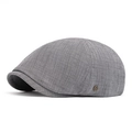 Béret gris vintage en tissu tissé respirant avec boucle métallique sur le côté - Réglable / Gris clair