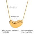 Detailed dimensions of gold stainless steel heart pendant necklace with size annotations - Gold Bean (YYN025111-G)