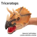 Realistic brown Triceratops hand puppet in soft rubber material for kids pretend play - Triceratops Hand Puppet