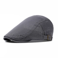 Breathable grey mesh newsboy cap with adjustable metal side buckles for summer - Dark Gray