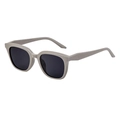 Chic round-rectangular polarized sunglasses with grey frosted frame and black lenses - Solid Grey Frame Green Grey Lens (C8)