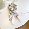 Foulard étroit style français avec imprimé tulipes roses sur fond crème élégant - Tulipe Rose Clair