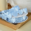 Light blue heart-shaped satin ribbon on a spool for gift wrapping and DIY crafts - 1.5CM Width/9M Roll / Light Blue