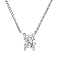 Silberne Halskette mit einem brillanten Solitär-Diamantanhänger an einer feinen Gliederkette - Silberner Einzelstein-Stil (2150)