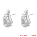 Detailed view of silver spiral teardrop earrings with dimensions 12.5mm width and 26mm length - VE1090 Platinum Small 1 Pair