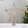 Estrella dorada con purpurina para copa de árbol de Navidad con base espiral, 25x29cm - Estrella de Copa de Árbol de Cinco Puntas Oro Champaña / 25cmx29cm